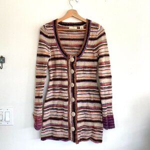 SLEEPING ON SNOW ANTHROPOLOGIE CREAM MULTICOLOR STRIPED SWEATER DRESS XS